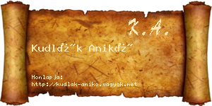 Kudlák Anikó névjegykártya